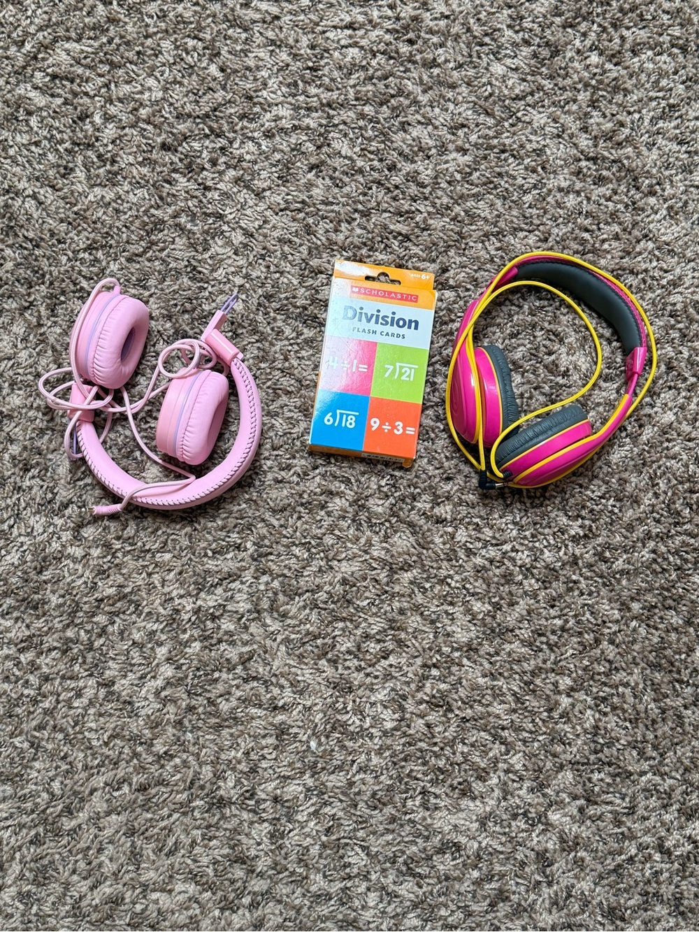 Scholastic Pink and Yellow Kids On-Ear Wired Headphones